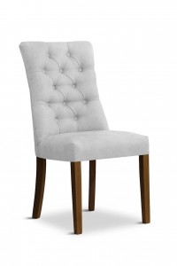 Scaun tapitat cu stofa si picioare din lemn, Lord Velvet Argintiu / Nuc, l51xA62xH100 cm