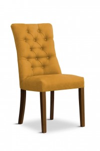 Scaun tapitat cu stofa si picioare din lemn, Lord Velvet Mustariu / Nuc, l51xA62xH100 cm