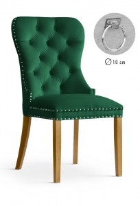 Scaun tapitat cu stofa si picioare din lemn, Madame II Velvet Verde / Stejar, l56xA62xH98 cm