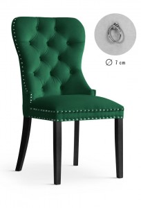 Scaun tapitat cu stofa si picioare din lemn, Madame Velvet Verde / Negru, l56xA62xH98 cm