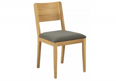 Scaun tapitat cu stofa si picioare din lemn Midland Gri deschis / Stejar, l45xA56xH83 cm