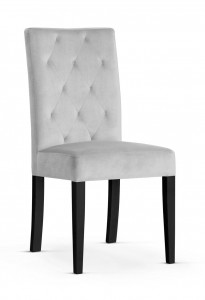 Scaun tapitat cu stofa si picioare din lemn, Orlando Argintiu / Negru, l46xA65xH102 cm