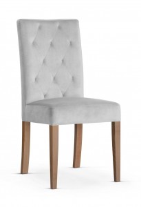 Scaun tapitat cu stofa si picioare din lemn, Orlando Argintiu / Stejar, l46xA65xH102 cm