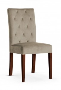 Scaun tapitat cu stofa si picioare din lemn, Orlando Bej / Nuc, l46xA65xH102 cm