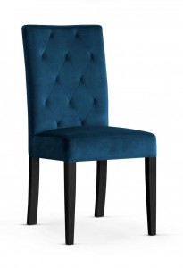 Scaun tapitat cu stofa si picioare din lemn, Orlando Bleumarin / Negru, l46xA65xH102 cm