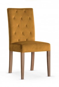 Scaun tapitat cu stofa si picioare din lemn, Orlando Mustariu / Stejar, l46xA65xH102 cm