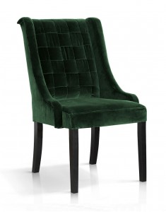 Scaun tapitat cu stofa si picioare din lemn, Prince Velvet Verde / Negru, l63xA73xH102 cm