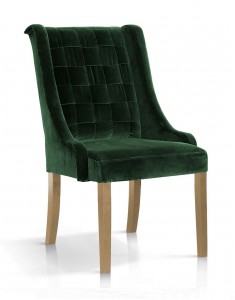 Scaun tapitat cu stofa si picioare din lemn, Prince Velvet Verde / Stejar, l63xA73xH102 cm