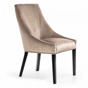 Scaun tapitat cu stofa si picioare din lemn, Sorro Genova 100 / Negru, l62xA74xH98 cm