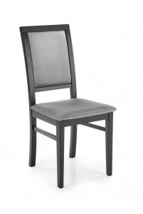 Scaun tapitat cu stofa si picioare din lemn, Sylvie I Velvet Gri / Negru, l43xA56xH96 cm