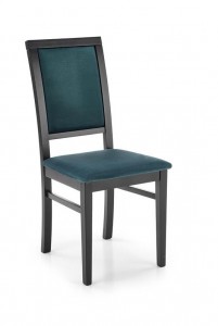 Scaun tapitat cu stofa si picioare din lemn, Sylvie I Velvet Petrol / Negru, l43xA56xH96 cm