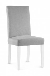 Scaun tapitat cu stofa si picioare din lemn, Willford Argintiu / Alb, l47xA60xH97 cm