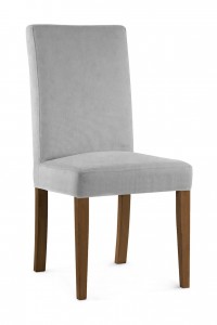Scaun tapitat cu stofa si picioare din lemn, Willford Argintiu / Nuc, l47xA60xH97 cm