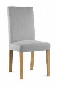 Scaun tapitat cu stofa si picioare din lemn, Willford Argintiu / Stejar, l47xA60xH97 cm
