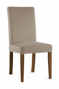 Scaun tapitat cu stofa si picioare din lemn, Willford Cappuccino / Nuc, l47xA60xH97 cm