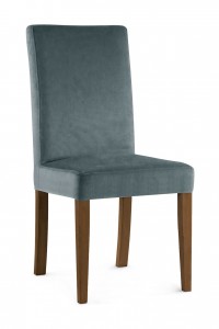 Scaun tapitat cu stofa si picioare din lemn, Willford Gri / Nuc, l47xA60xH97 cm