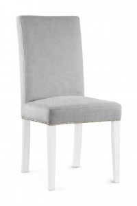 Scaun tapitat cu stofa si picioare din lemn, Willford II Argintiu / Alb, l47xA60xH97 cm