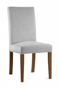 Scaun tapitat cu stofa si picioare din lemn, Willford II Argintiu / Nuc, l47xA60xH97 cm