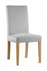 Scaun tapitat cu stofa si picioare din lemn, Willford II Argintiu / Stejar, l47xA60xH97 cm
