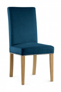 Scaun tapitat cu stofa si picioare din lemn, Willford II Bleumarin / Stejar, l47xA60xH97 cm