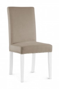 Scaun tapitat cu stofa si picioare din lemn, Willford II Cappuccino / Alb, l47xA60xH97 cm