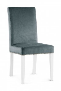 Scaun tapitat cu stofa si picioare din lemn, Willford II Gri / Alb, l47xA60xH97 cm