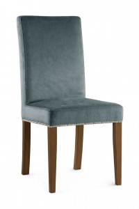 Scaun tapitat cu stofa si picioare din lemn, Willford II Gri / Nuc, l47xA60xH97 cm