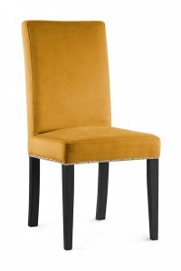 Scaun tapitat cu stofa si picioare din lemn, Willford II Mustariu / Negru, l47xA60xH97 cm