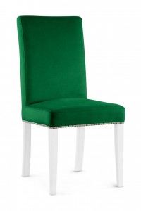 Scaun tapitat cu stofa si picioare din lemn, Willford II Verde / Alb, l47xA60xH97 cm