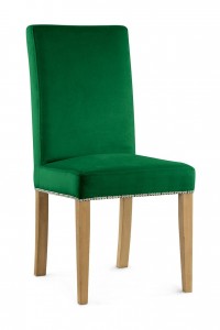 Scaun tapitat cu stofa si picioare din lemn, Willford II Verde / Stejar, l47xA60xH97 cm