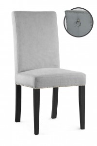 Scaun tapitat cu stofa si picioare din lemn, Willford III Argintiu / Negru, l47xA60xH97 cm