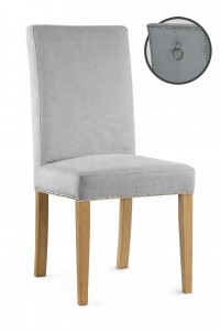 Scaun tapitat cu stofa si picioare din lemn, Willford III Argintiu / Stejar, l47xA60xH97 cm