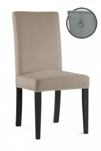 Scaun tapitat cu stofa si picioare din lemn, Willford III Cappuccino / Negru, l47xA60xH97 cm