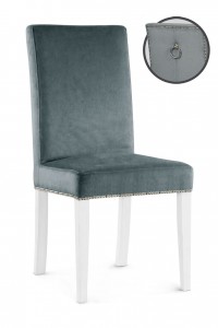 Scaun tapitat cu stofa si picioare din lemn, Willford III Gri / Alb, l47xA60xH97 cm