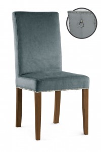 Scaun tapitat cu stofa si picioare din lemn, Willford III Gri / Nuc, l47xA60xH97 cm