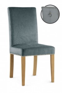 Scaun tapitat cu stofa si picioare din lemn, Willford III Gri / Stejar, l47xA60xH97 cm