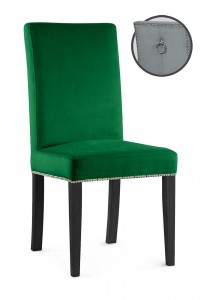 Scaun tapitat cu stofa si picioare din lemn, Willford III Verde / Negru, l47xA60xH97 cm