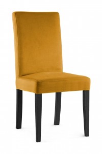 Scaun tapitat cu stofa si picioare din lemn, Willford Mustariu / Negru, l47xA60xH97 cm