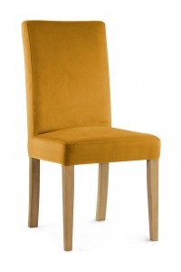 Scaun tapitat cu stofa si picioare din lemn, Willford Mustariu / Stejar, l47xA60xH97 cm