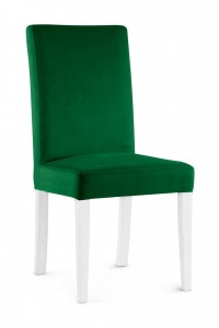 Scaun tapitat cu stofa si picioare din lemn, Willford Verde / Alb, l47xA60xH97 cm