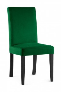 Scaun tapitat cu stofa si picioare din lemn, Willford Verde / Negru, l47xA60xH97 cm
