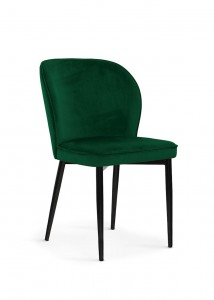 Scaun tapitat cu stofa si picioare metalice, Aine Velvet Verde / Negru, l54xA60xH87 cm