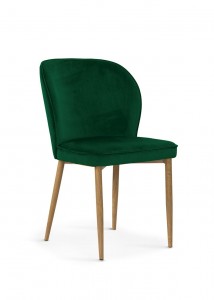 Scaun tapitat cu stofa si picioare metalice, Aine Velvet Verde / Stejar, l54xA60xH87 cm