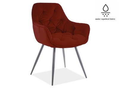 Scaun tapitat cu stofa si picioare metalice Clyde Matt Velvet Bordeaux / Negru, l57xA58xH87 cm