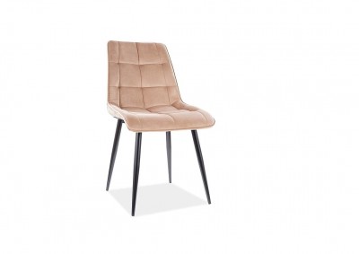 Scaun tapitat cu stofa si picioare metalice, Chase Velvet Bej / Negru, l50xA58xH88 cm