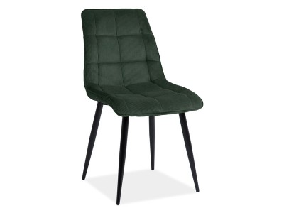 Scaun tapitat cu stofa si picioare metalice, Chase Verde Inchis / Negru, l50xA58xH88 cm