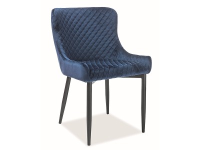 Scaun tapitat cu stofa si picioare metalice, Colide B Velvet Bleumarin / Negru, l52xA61xH82 cm