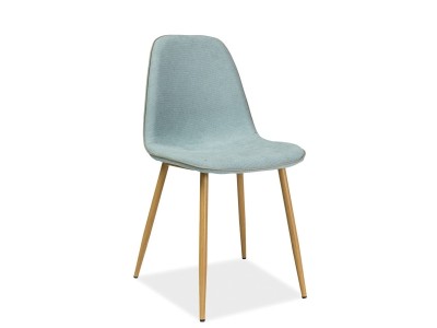 Scaun tapitat cu stofa si picioare metalice, Duran Verde Mint / Stejar, l44xA40xH86 cm