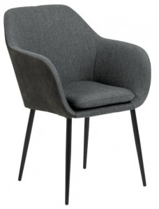 Scaun tapitat cu stofa si picioare metalice Emilia Gri / Negru, l57xA61xH83 cm