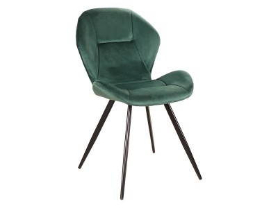 Scaun tapitat cu stofa si picioare metalice, Genos Velvet Verde Inchis / Negru, l51xA41xH85 cm